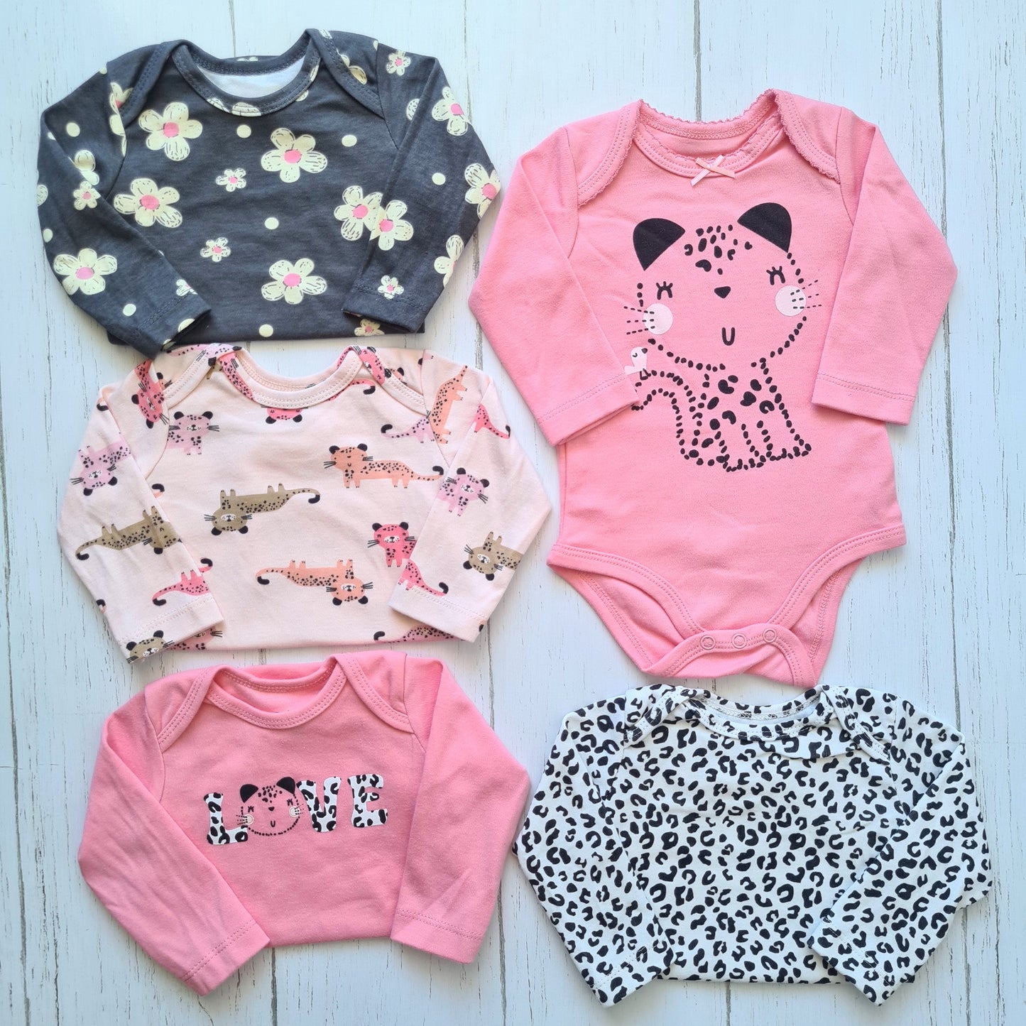 🐼 Pack 5 bodies algodón niña