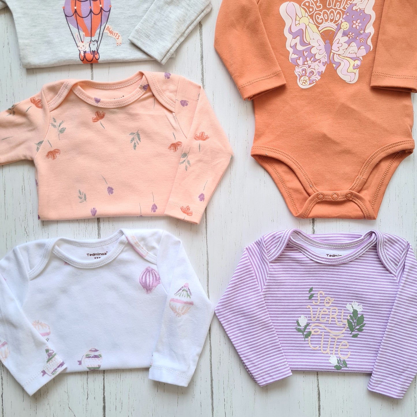 🐼 Pack 5 bodies algodón niña