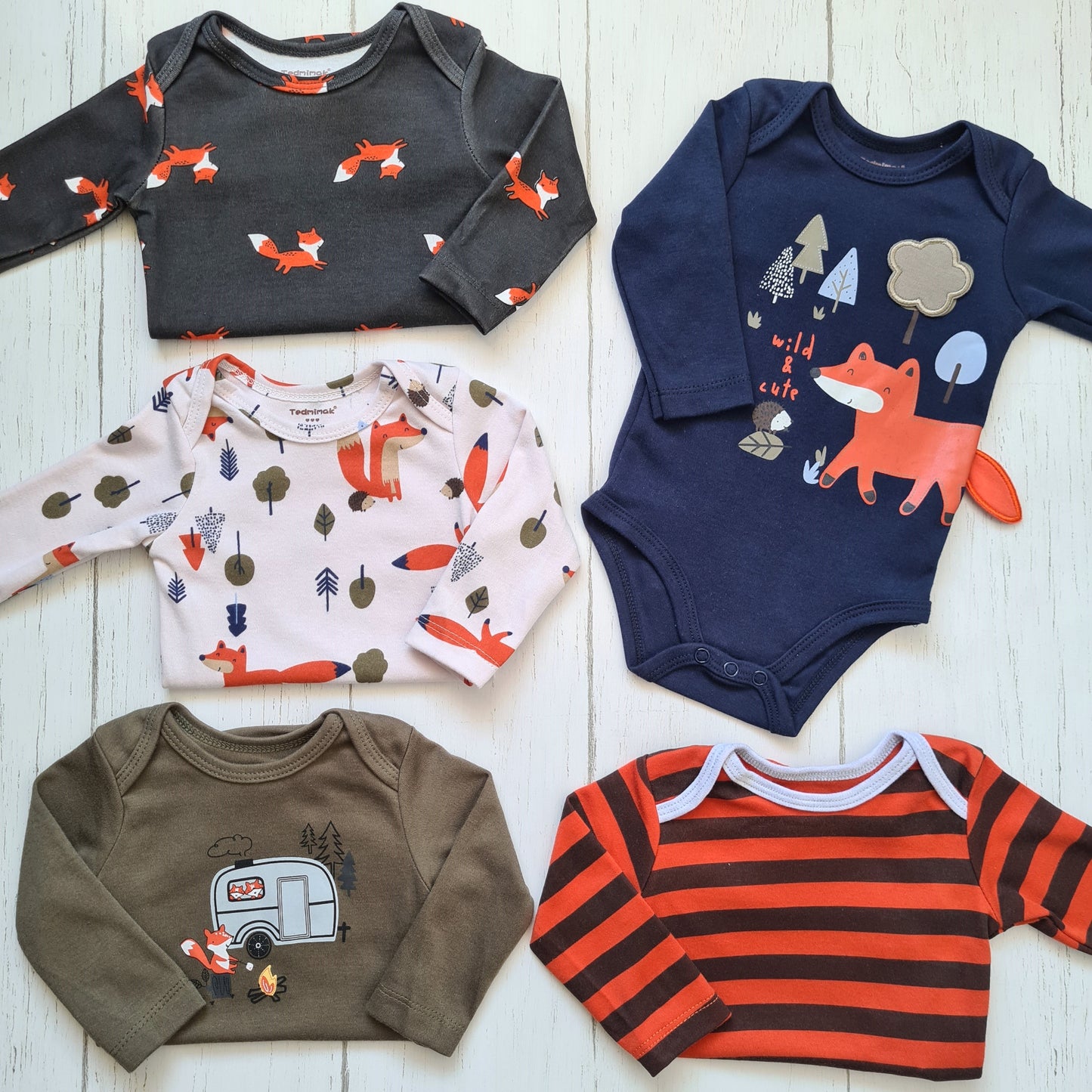 🐼 Pack 5 bodies algodón niño