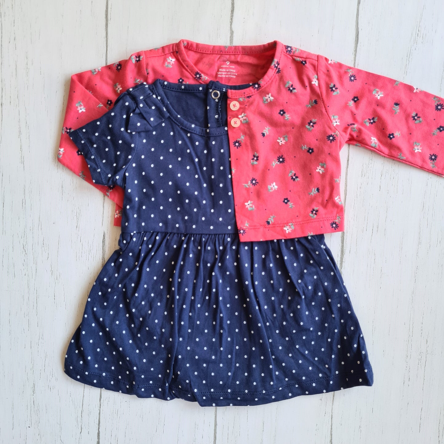 Vestido 100% algodón para bebé niña - Diseño puntitos
