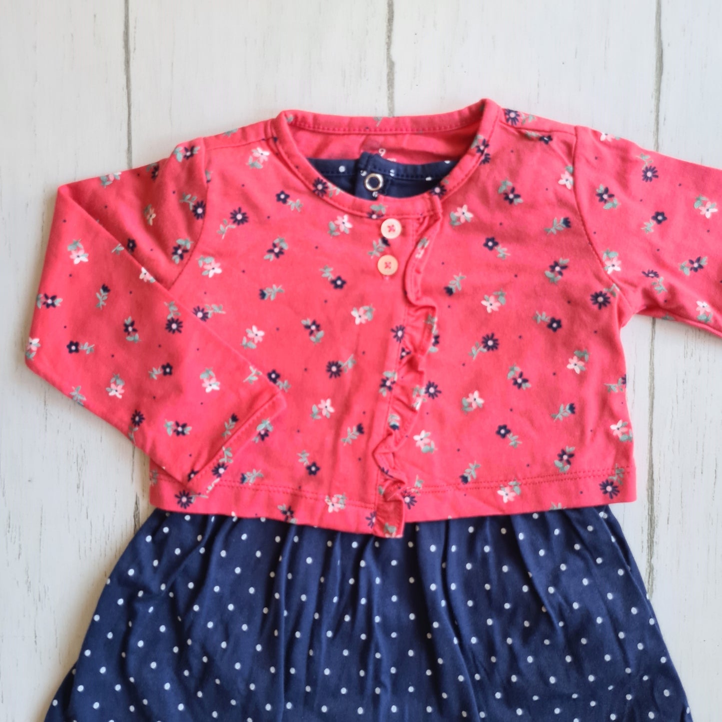Vestido 100% algodón para bebé niña - Diseño puntitos
